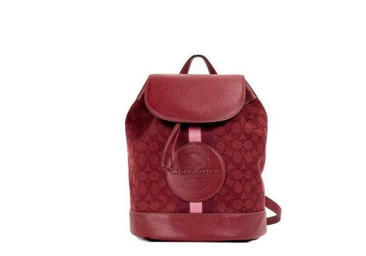Coach Dempsey Red Apple Signature Jacquard Canvas Logo Patch Backpack - Designed by COACH Available to Buy at a Discounted Price on Moon Behind The Hill Online Designer Discount Store