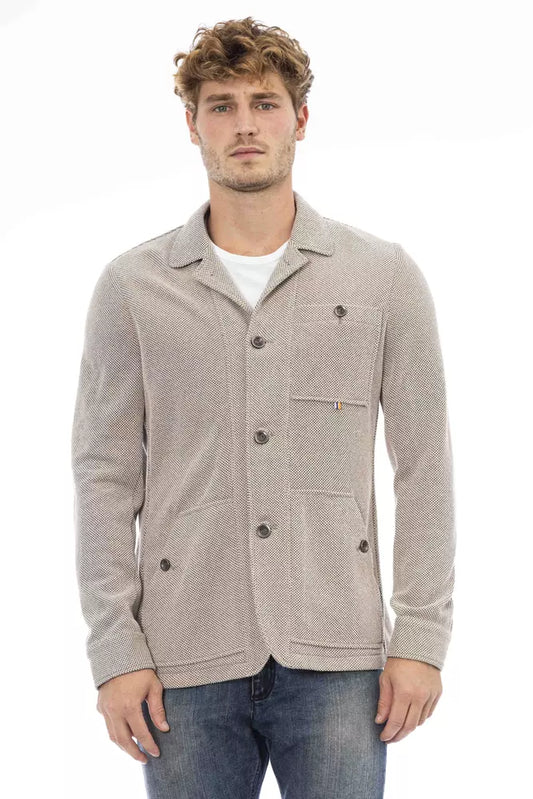 Distretto12 Men's Beige Cotton Casual Blazer Jacket