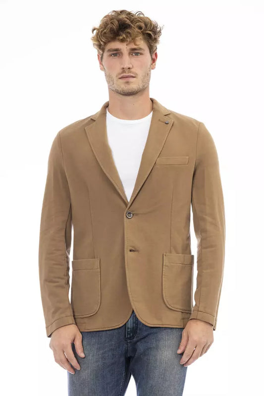 Distretto12 Men's Brown Cotton Classic Casual Blazer Jacket
