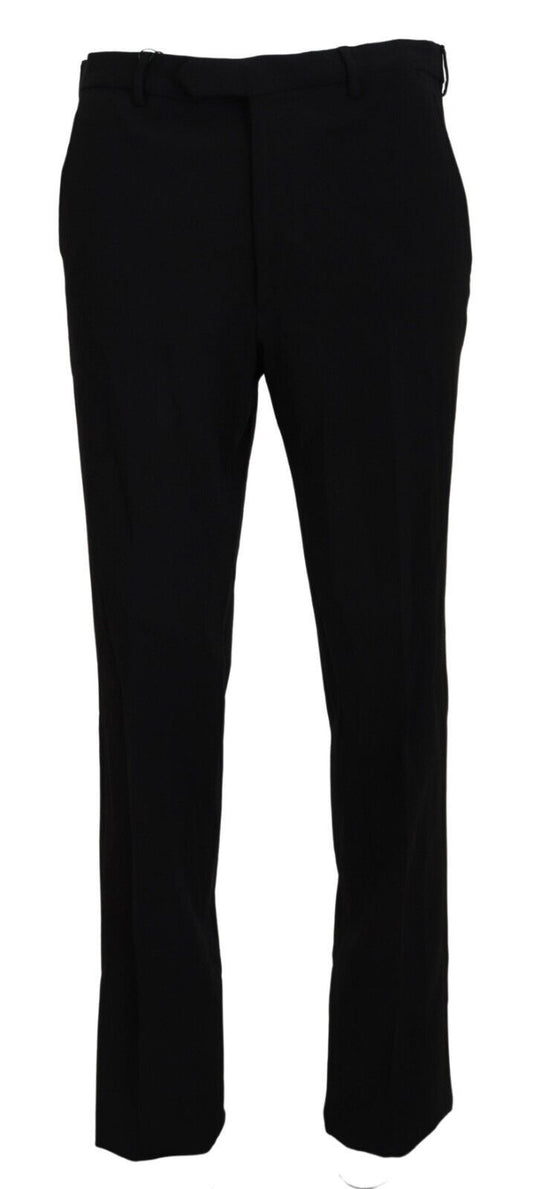 Bencivenga Black Straight Fit Men Formal Trousers Pants - Designed by BENCIVENGA Available to Buy at a Discounted Price on Moon Behind The Hill Online Designer Discount Store