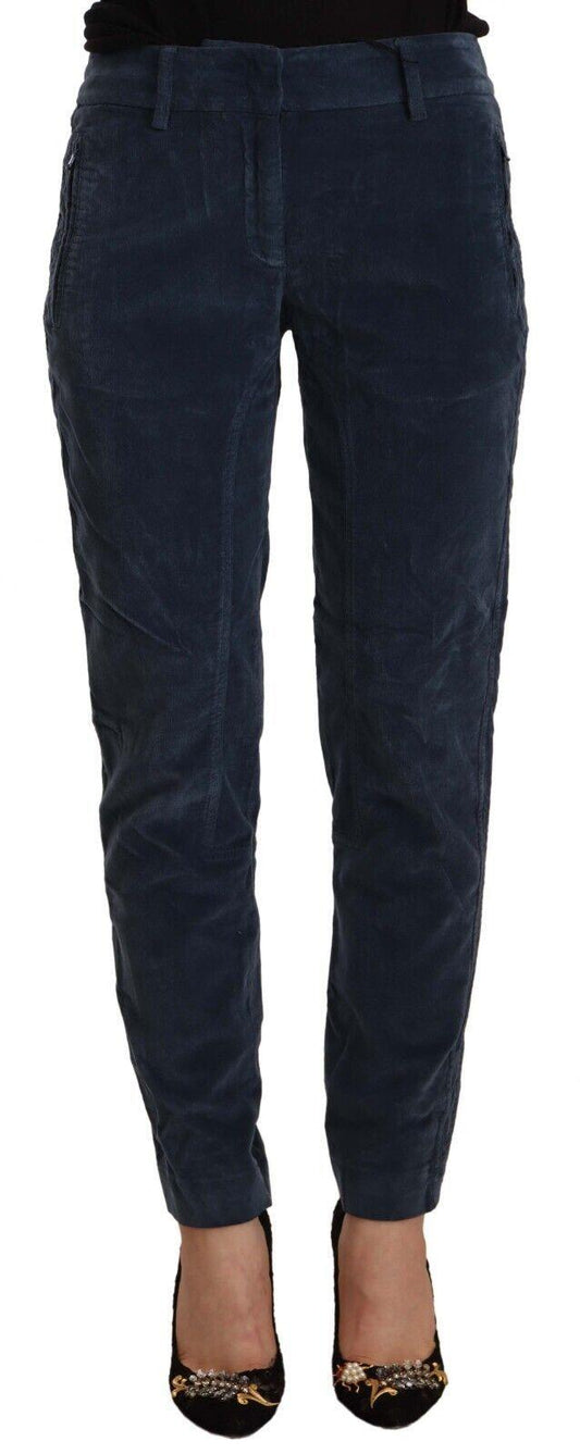 Peserico Ladies Blue Mid Waist Cotton Stretch Tapered Pants designed by Peserico available from Moon Behind The Hill 's Clothing > Pants > Womens range