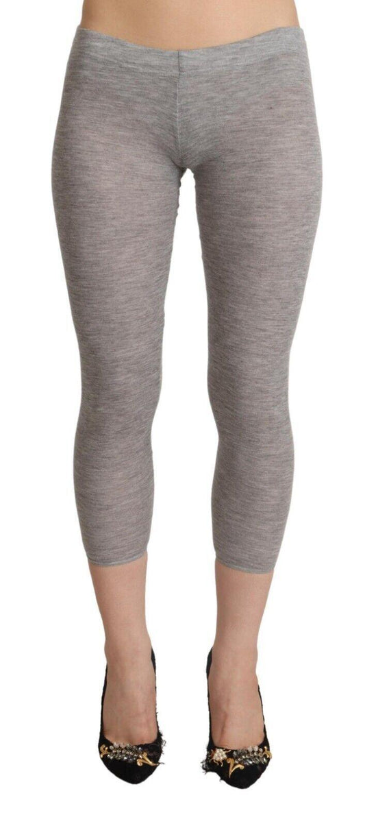 Ermanno Scervino Grey Modal Low Waist Cropped Leggings Slim Pants - Designed by Ermanno Scervino Available to Buy at a Discounted Price on Moon Behind The Hill Online Designer Discount Store