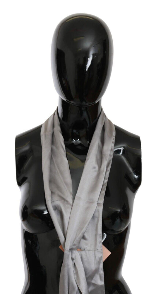 Ermanno Scervino Metallic Silver Silk Neck Wrap Shawl Scarf - Designed by Ermanno Scervino Available to Buy at a Discounted Price on Moon Behind The Hill Online Designer Discount Store