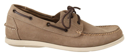 Beige Suede Low Top Mocassin Loafers Casual Men Shoes - Designed by Pollini Available to Buy at a Discounted Price on Moon Behind The Hill Online Designer Discount Store