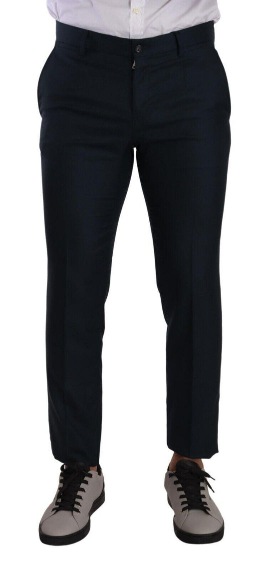 Dark Blue Cashmere Silk Dress Trouser Pants - Designed by Dolce & Gabbana Available to Buy at a Discounted Price on Moon Behind The Hill Online Designer Discount Store
