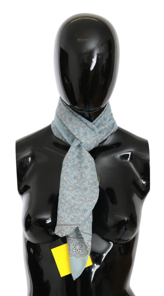 Ermanno Scervino Light Blue Bandana Wrap Shawl Foulard Scarf - Designed by Ermanno Scervino Available to Buy at a Discounted Price on Moon Behind The Hill Online Designer Discount Store