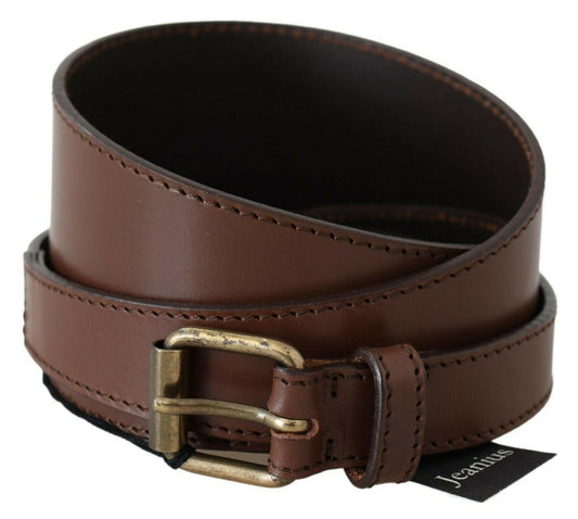 Brown Genuine Leather Rustic Metal Buckle Belt - Designed by PLEIN SUD Available to Buy at a Discounted Price on Moon Behind The Hill Online Designer Discount Store