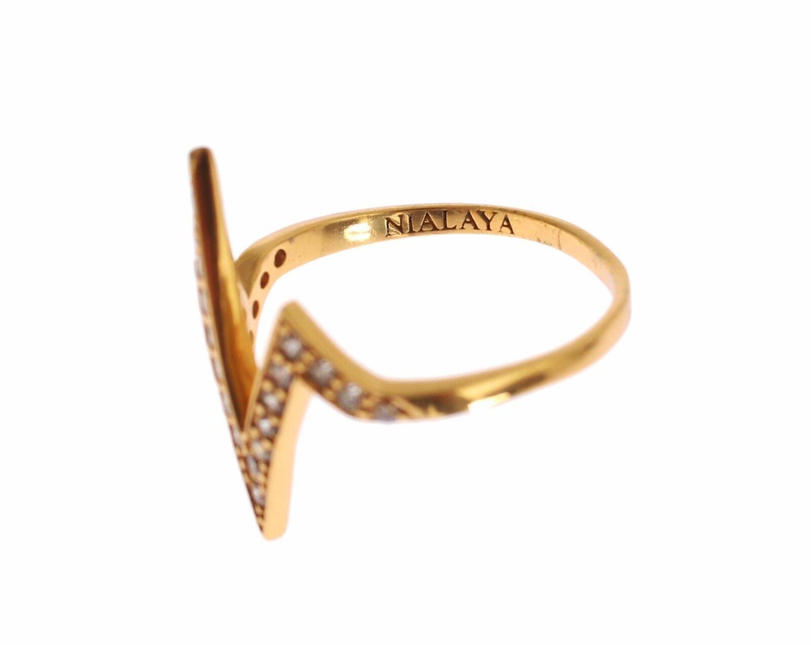 Nialaya Gold 925 Silver Women's Clear CZ 18K Ring designed by Nialaya available from Moon Behind The Hill 's Jewelry > Rings > Womens range