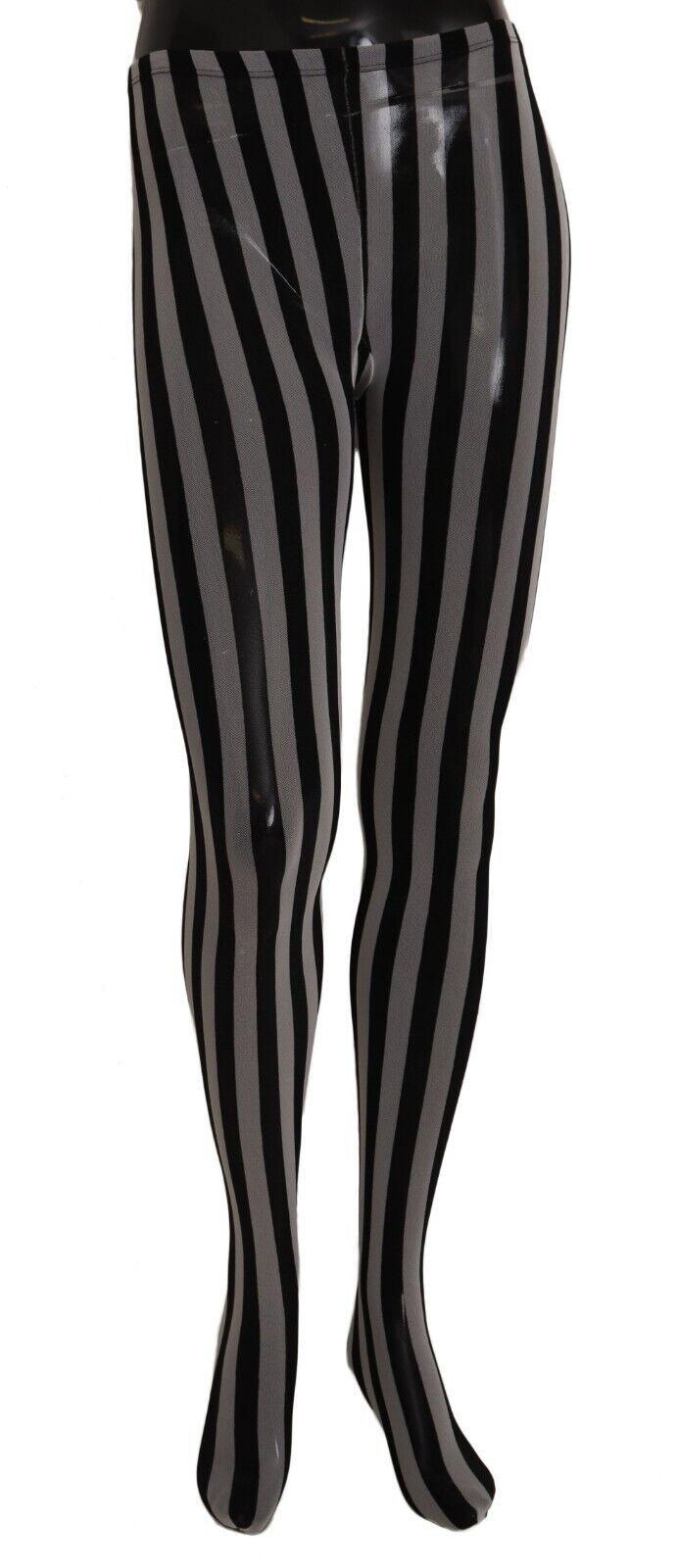 Women's Black and White Striped Tights