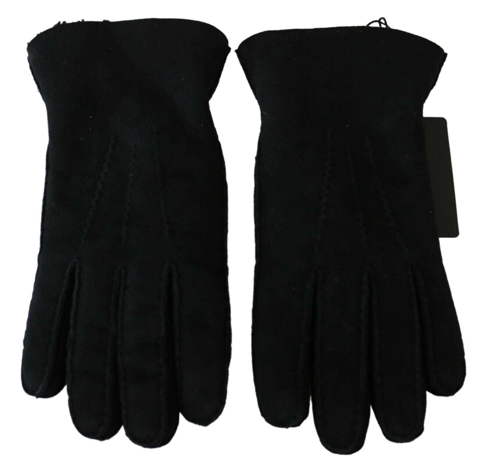 Black Leather Motorcycle Biker Mitten Gloves - Designed by Dolce & Gabbana Available to Buy at a Discounted Price on Moon Behind The Hill Online Designer Discount Store