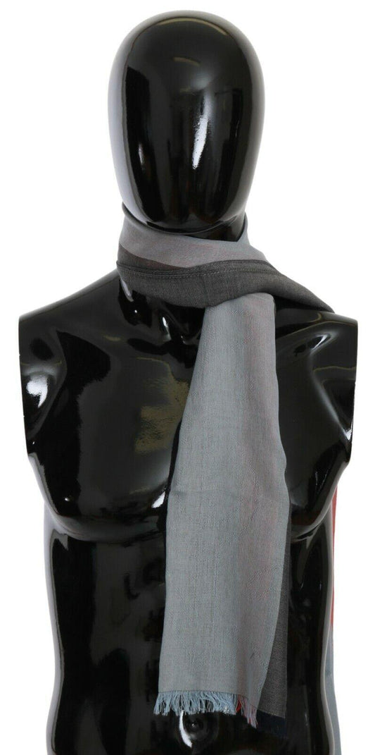 Gray Fringe Neck Wrap Cotton Scarf - Designed by Dolce & Gabbana Available to Buy at a Discounted Price on Moon Behind The Hill Online Designer Discount Store