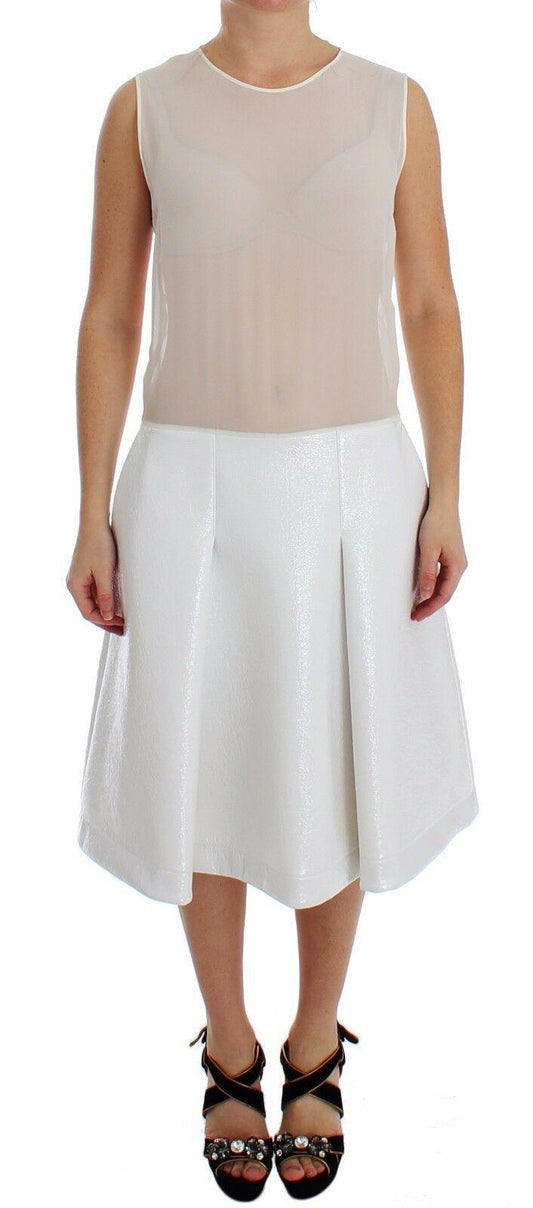 White Pleated Bottom Tank Sheath Transparent Dress designed by Koonhor available from Moon Behind The Hill 's Clothing > Dresses > Womens range