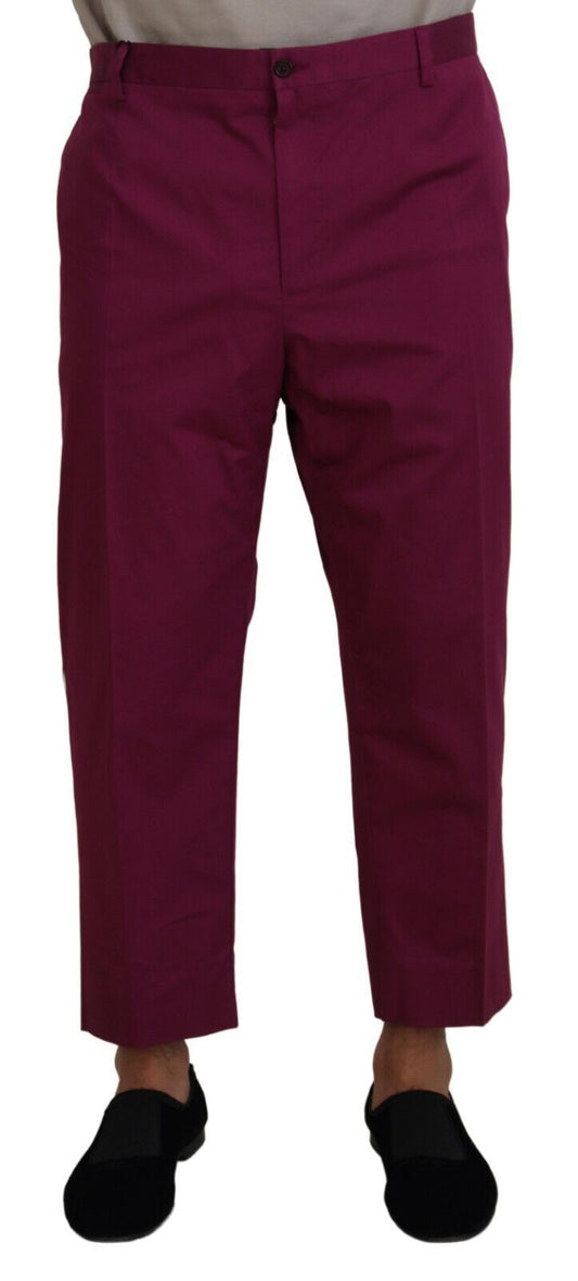 Dolce & Gabbana Magenta Cotton DG Logo Pocket Trouser Pants - Designed by Dolce & Gabbana Available to Buy at a Discounted Price on Moon Behind The Hill Online Designer Discount Store