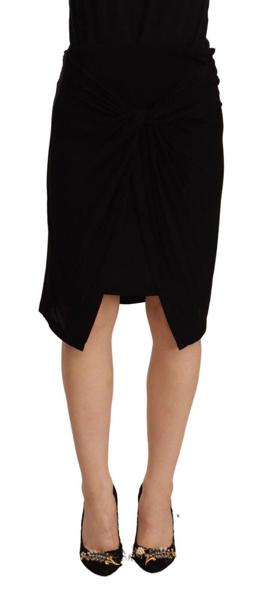 Plein Sud Black High Waist Pencil Knee Length Viscose Skirt designed by PLEIN SUD available from Moon Behind The Hill 's Clothing > Skirts > Womens range