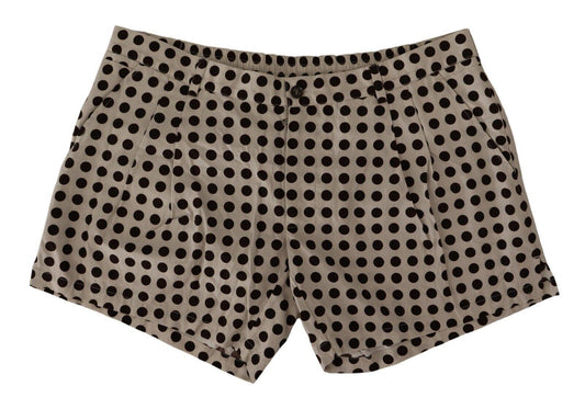 Black White Polka Dots Cotton Linen Shorts - Designed by Dolce & Gabbana Available to Buy at a Discounted Price on Moon Behind The Hill Online Designer Discount Store