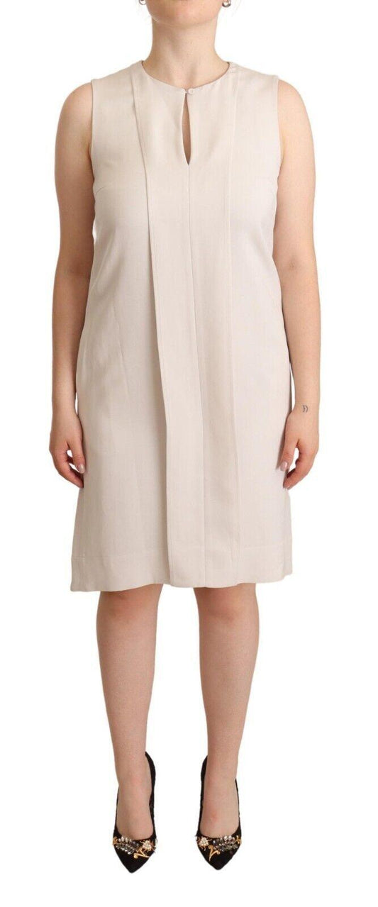 Peserico Beige Sleeveless Round Neck Knee Length Shift Dress designed by Peserico available from Moon Behind The Hill 's Clothing > Dresses > Womens range