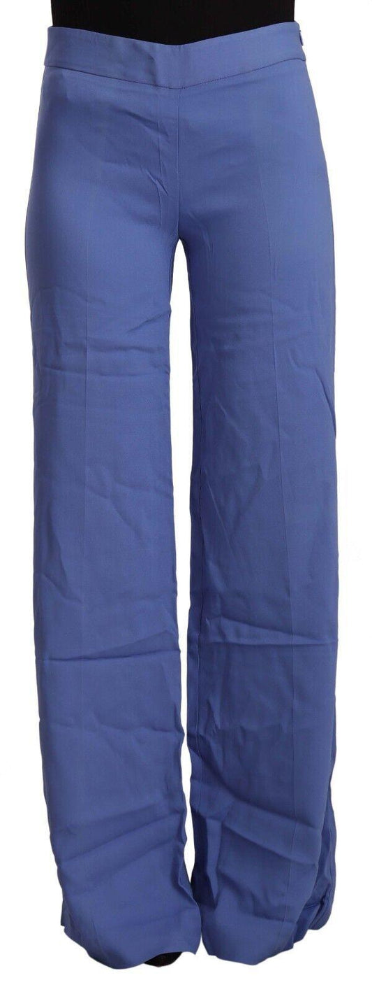 Blue High Waist Viscose Straight Wide Leg Pants - Designed by P.A.R.O.S.H. Available to Buy at a Discounted Price on Moon Behind The Hill Online Designer Discount Store