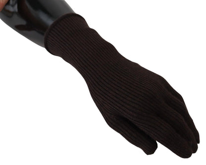 Dolce & Gabbana Brown Cashmere Silk Hands Mitten Mens Gloves - Designed by Dolce & Gabbana Available to Buy at a Discounted Price on Moon Behind The Hill Online Designer Discount Store