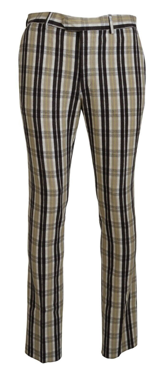 Bencivenga Multicolor Checkered Cotton Straight Fit Men Pants - Designed by BENCIVENGA Available to Buy at a Discounted Price on Moon Behind The Hill Online Designer Discount Store