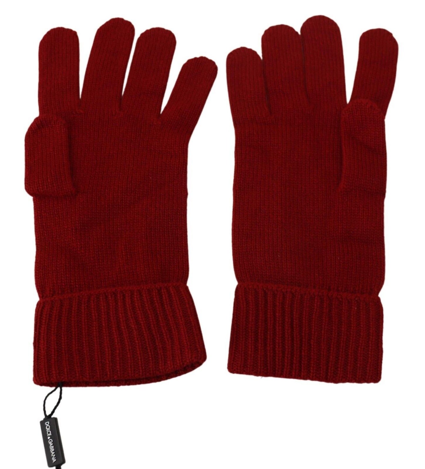 Red 100% Cashmere Knit Hands Mitten Mens Gloves