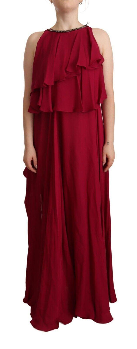 Plein Sud Orchid Silk Sleeveless Long Maxi Ruffle Shift Dress designed by PLEIN SUD available from Moon Behind The Hill 's Clothing > Dresses > Womens range