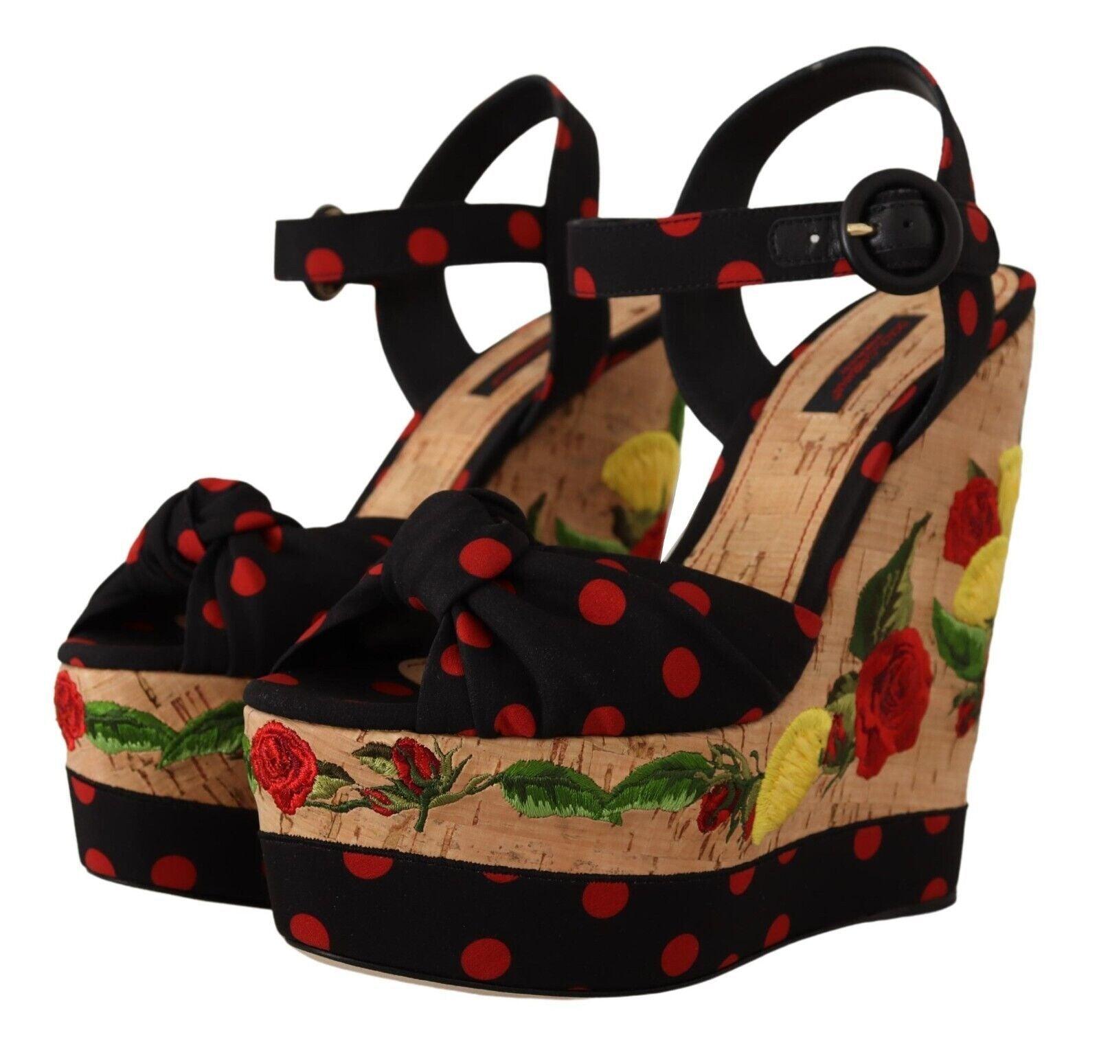D&G Multicolour Platform Wedges Sandals Charmeuse Shoes - Designed by Dolce & Gabbana Available to Buy at a Discounted Price on Moon Behind The Hill Online Designer Discount Store