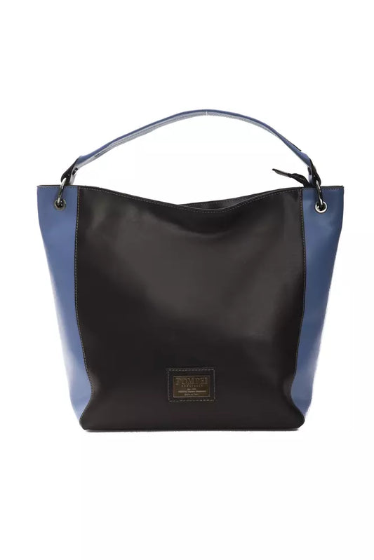Pompei Donatella Black & Blue Leather Shoulder Bag designed by Pompei Donatella available from Moon Behind The Hill 's Handbags, Wallets & Cases > Handbags > Womens range