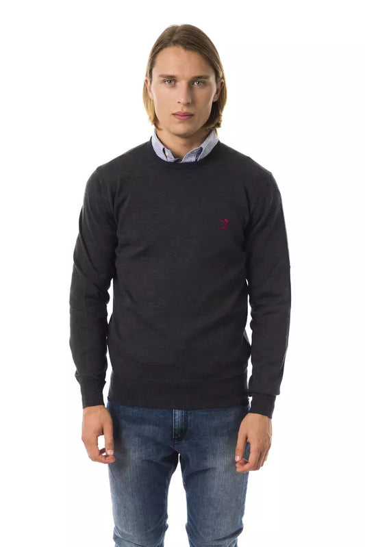 Anthracite Grey Men's Crewneck Sweater - Designed by Uominitaliani Available to Buy at a Discounted Price on Moon Behind The Hill Online Designer Discount Store