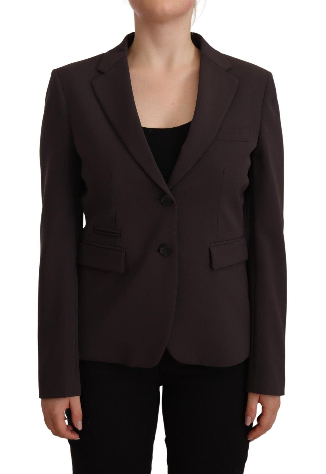 F.IT Women's Single Breasted Stretch Polyester Blazer - Brown