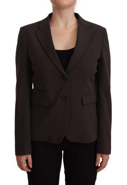 F.IT Women's Single Breasted Stretch Polyester Blazer - Brown
