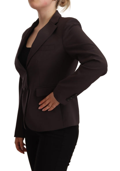F.IT Women's Single Breasted Stretch Polyester Blazer - Brown