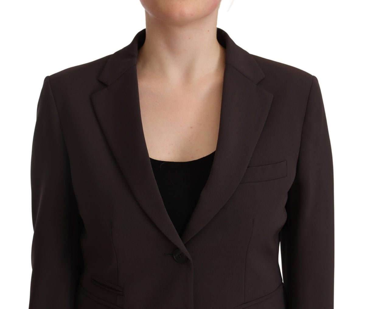 F.IT Women's Single Breasted Stretch Polyester Blazer - Brown