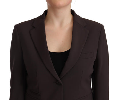 F.IT Women's Single Breasted Stretch Polyester Blazer - Brown
