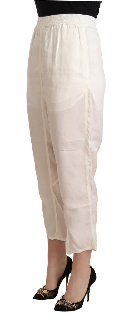 Maison Margiela Women's Cropped High Rise Viscose Trousers - White