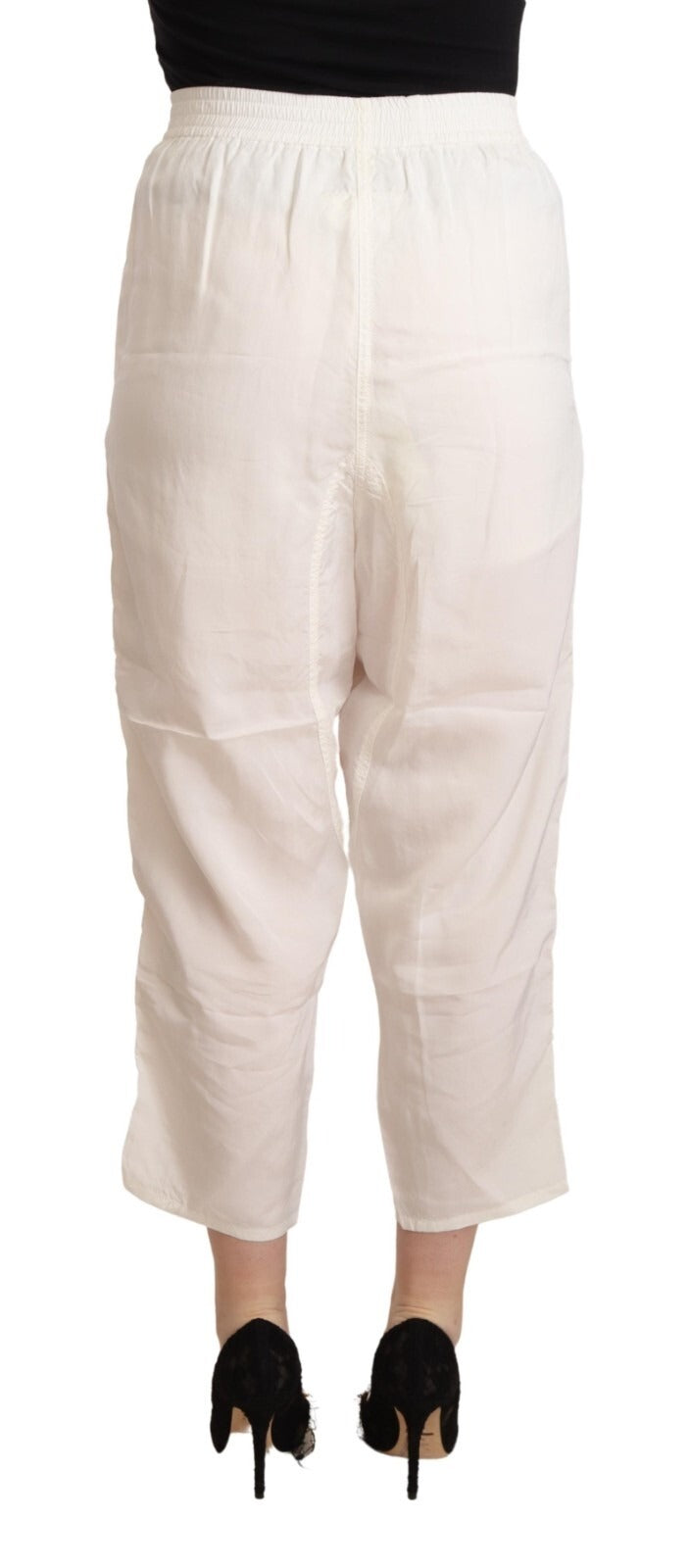 Maison Margiela Women's Cropped High Rise Viscose Trousers - White