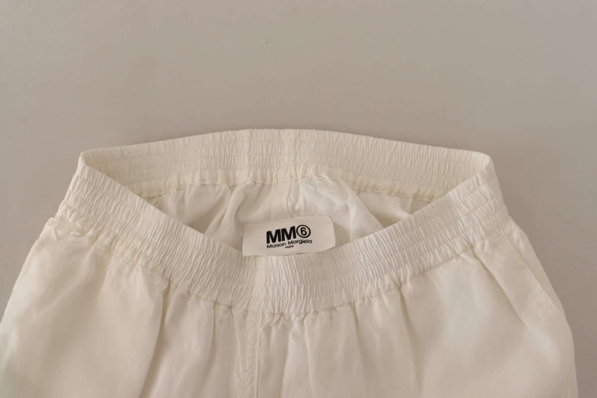 Maison Margiela Women's Cropped High Rise Viscose Trousers - White