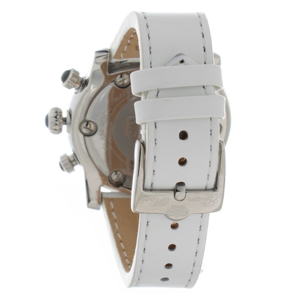 GLAM ROCK Black Leather Dress Watch