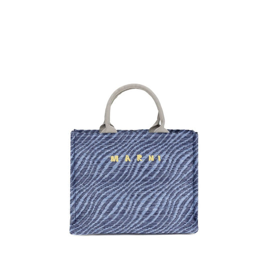 Shoulder Tote Bag by Marni for women in leather blue, zebra & patterned features a effortless chic silhouette with a secure , ample , and versatile shoulder-strap, adjustable-strap & handle for a effortless chic finish.