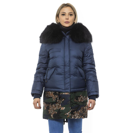 Hooded Parka by Mr&Mrs Italy for women in polyester fur blue presents a decadent silhouette, showcasing the decadent hooded neckline and functional hooded & insulated for a premium, weather-ready look.