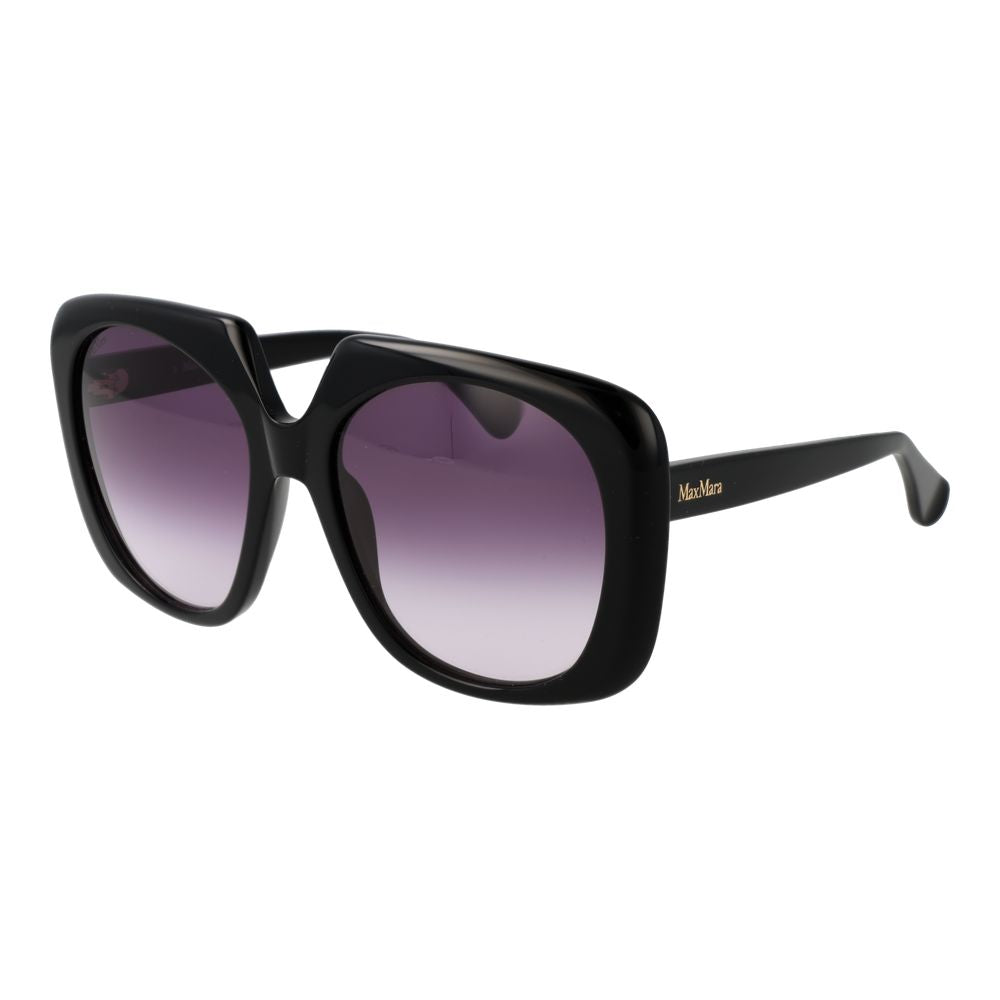 Max Mara Round Gradient Dark-Tint Plastic Sunglasses - Black