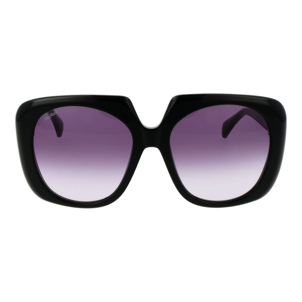 Max Mara Round Gradient Dark-Tint Plastic Sunglasses - Black
