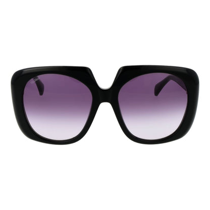 Max Mara Round Gradient Dark-Tint Plastic Sunglasses - Black