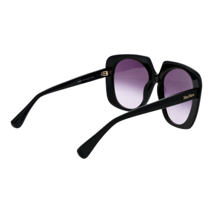 Max Mara Round Gradient Dark-Tint Plastic Sunglasses - Black