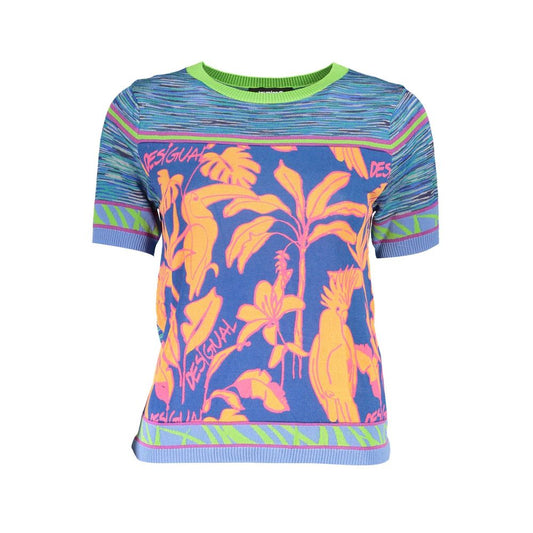 T-Shirt by Desigual for women in polyamide polyester viscose & cotton light-blue showcases a chic silhouette, artfully detailed with a chic round neckline and for a chic finish.