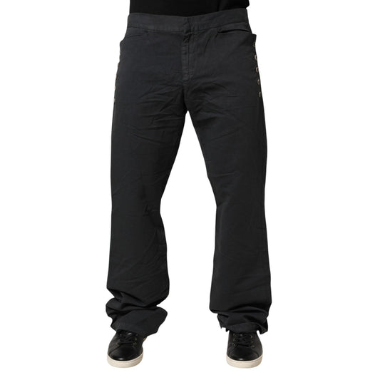 Just Cavalli Black Straight Fit Mid Waist Denim Trouser Jeans