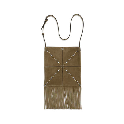 Valentino Garavani Beige Suede Leather Shoulder Bag