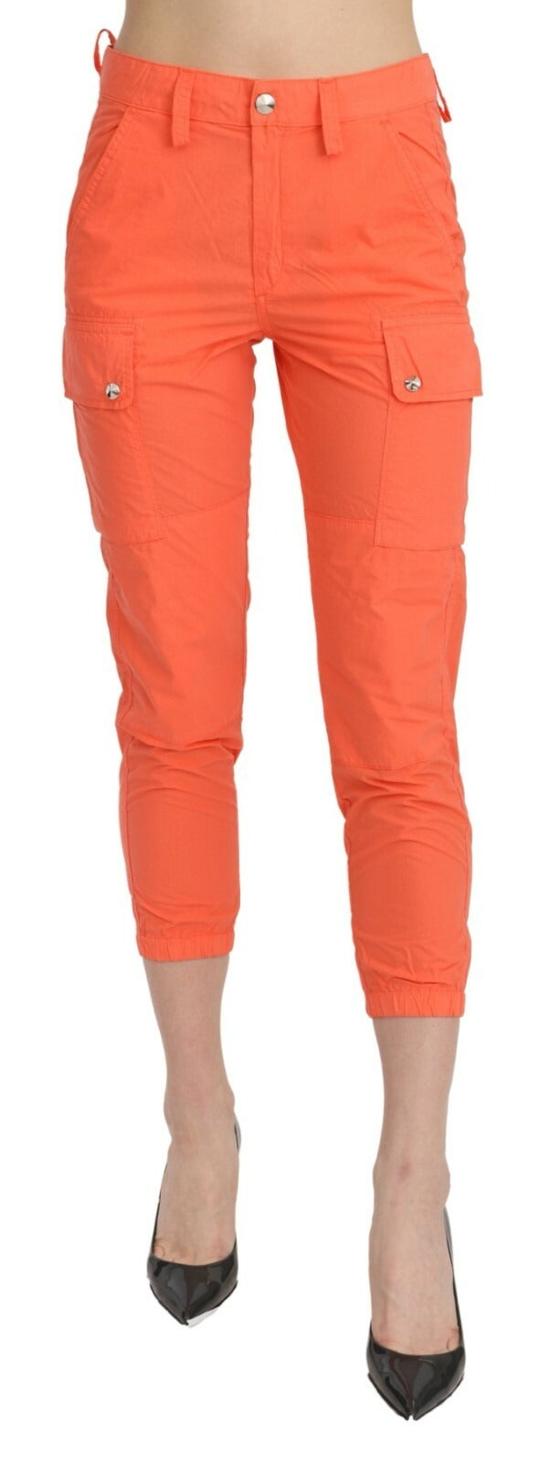 CYCLE Women's Skinny Cropped High Rise Cotton Trousers - Orange