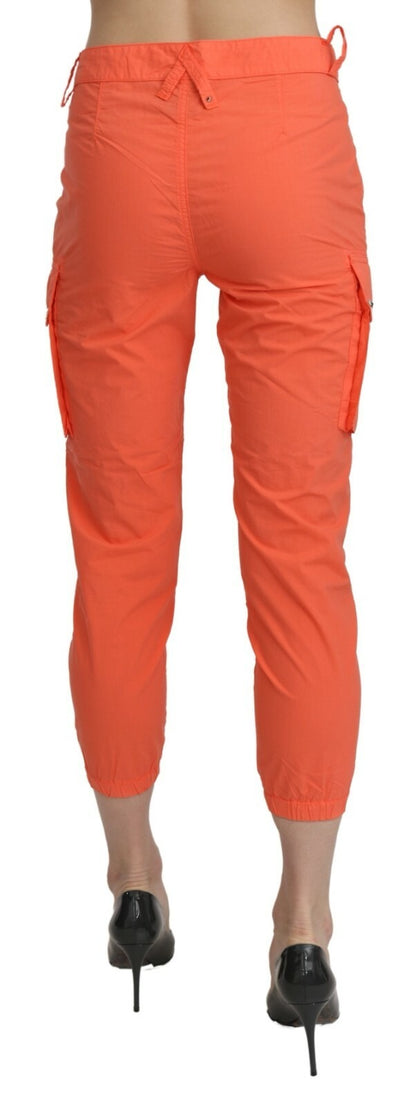 CYCLE Women's Skinny Cropped High Rise Cotton Trousers - Orange
