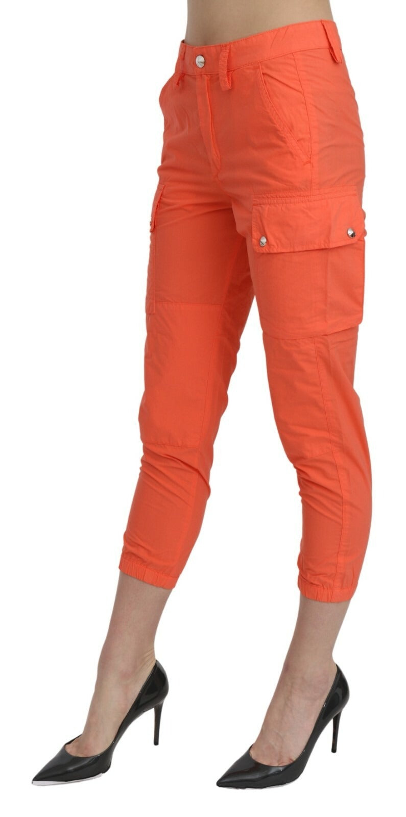 CYCLE Women's Skinny Cropped High Rise Cotton Trousers - Orange