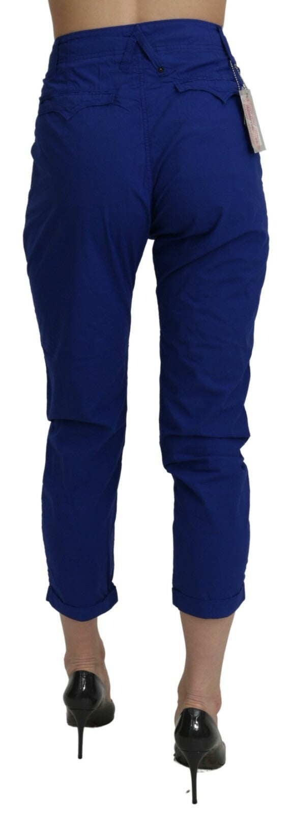 CYCLE Women's Skinny Cropped High Rise Cotton Trousers - Blue